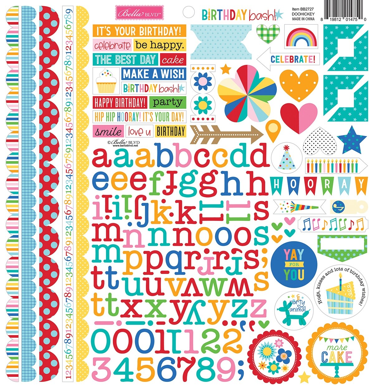 Birthday Bash Cardstock Stickers 12&#x22;X12&#x22;-Doohickey