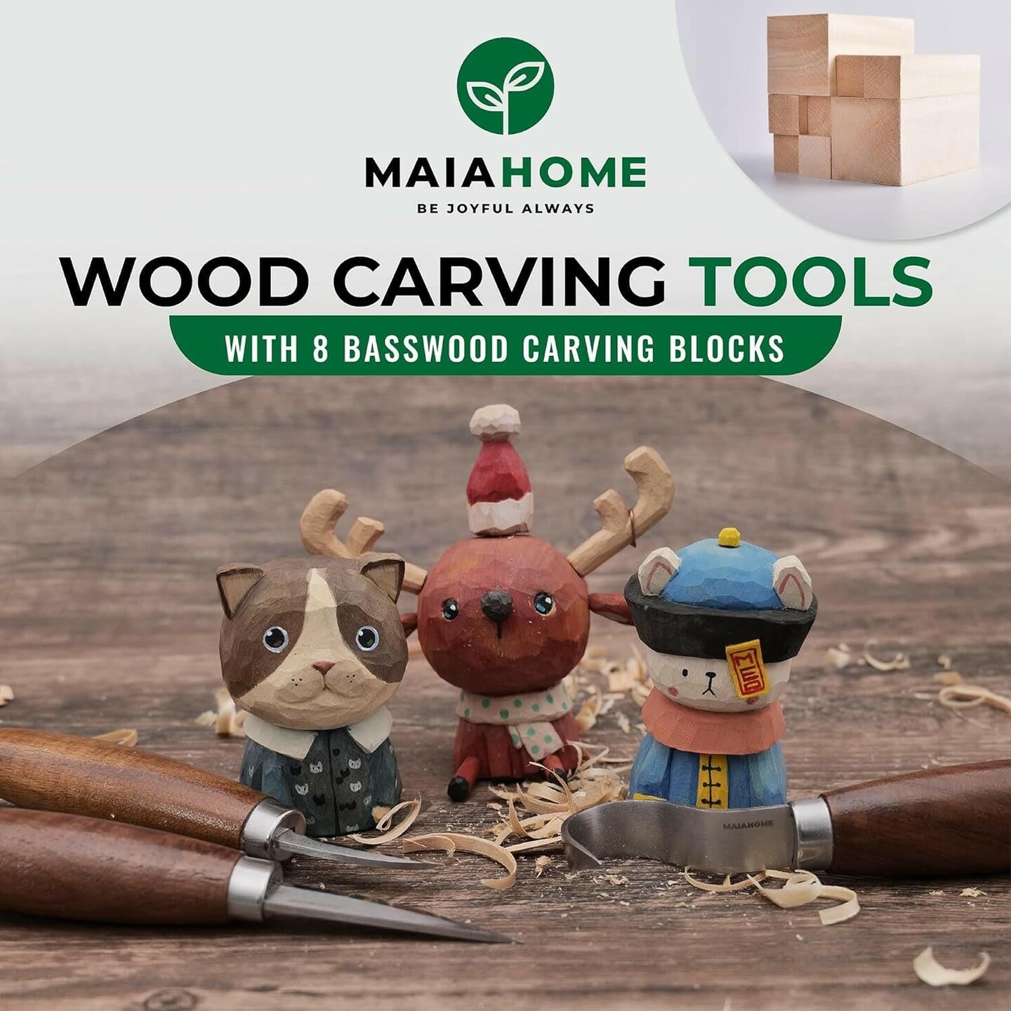 Wood Carving Kit for Beginners - Whittling kit with Rhino - Linden  Woodworking Kit for Kids, Adults - Wood Carving Stainless Steel Knife with  Wooden Handle-Rhino Shaped Linden Blank