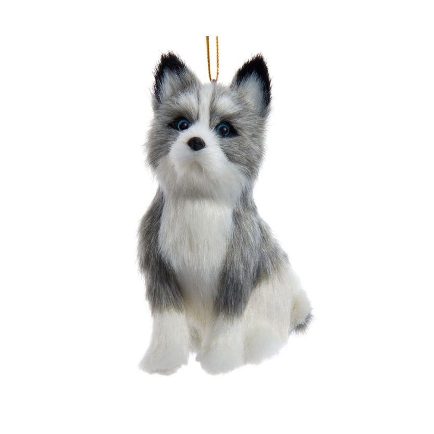 KSA Set of 6 Furry Husky Dog Christmas Ornaments 4&#x22;
