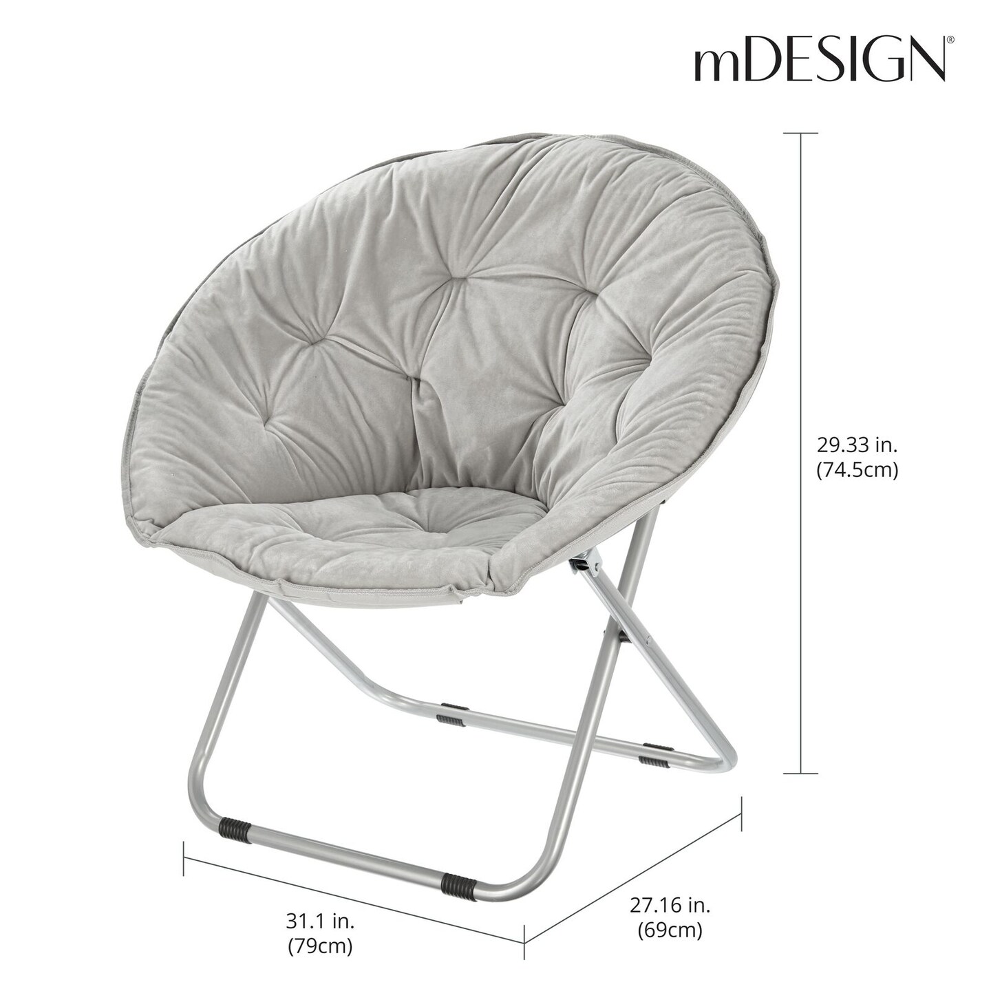 mDesign Urban Papasan Saucer Moon Chair, Foldable Metal Frame