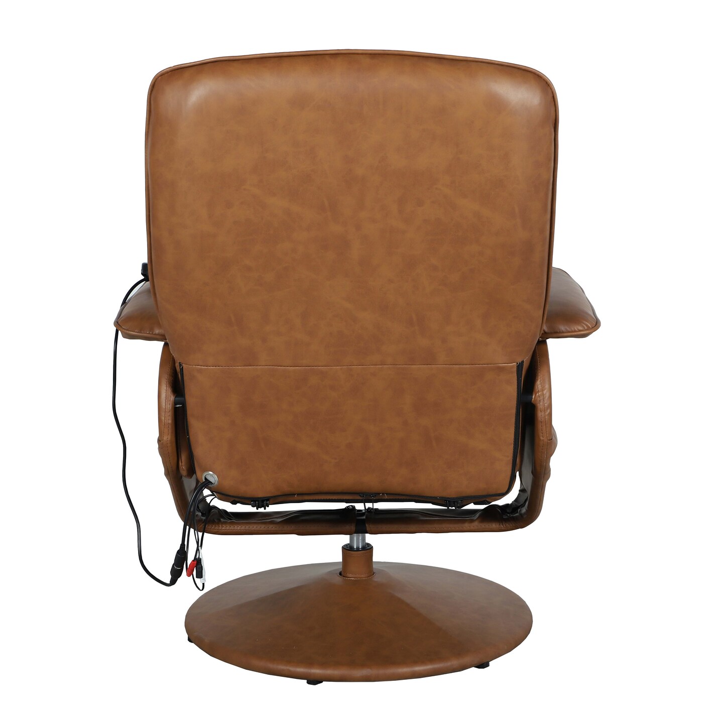 Emma and Oliver Massaging Multi-Position Recliner with Deep Side Pockets and Ottoman with Wrapped Base