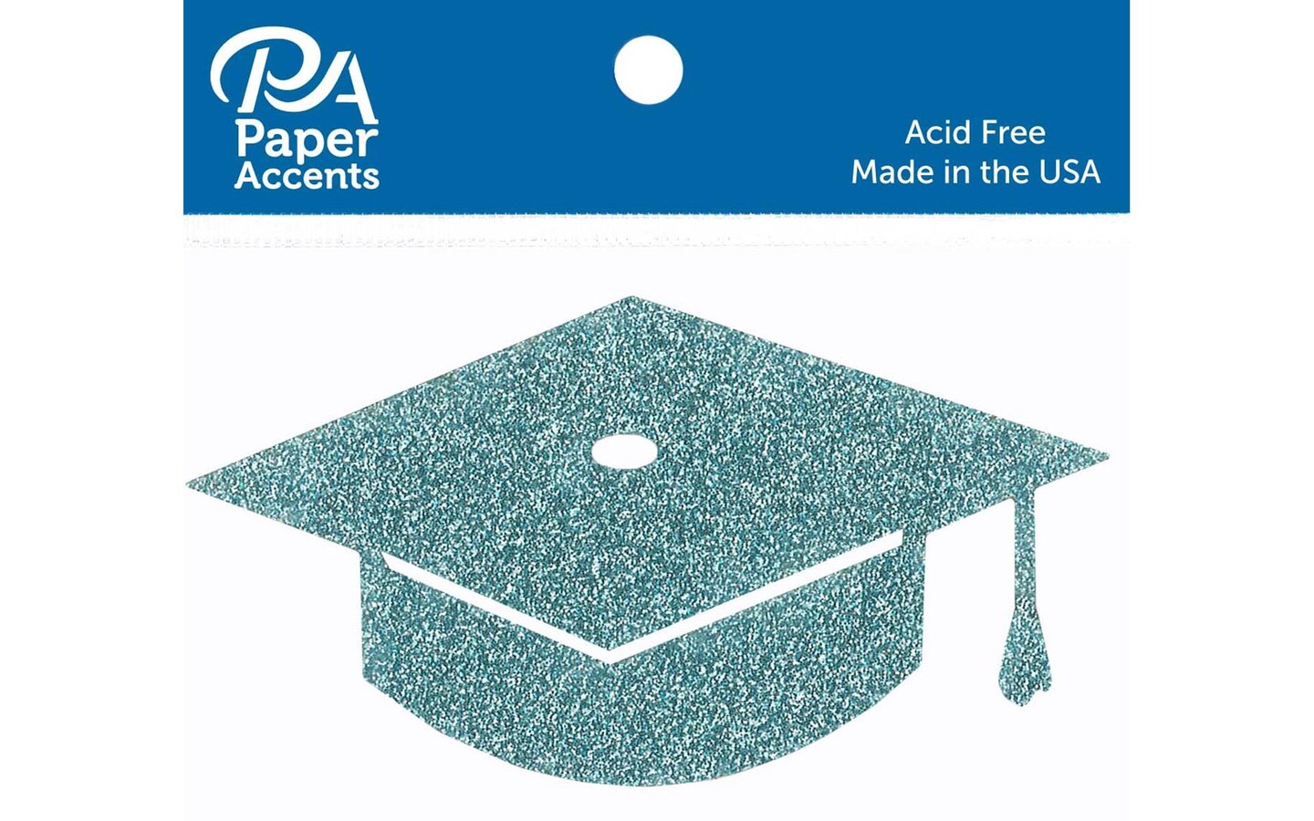 Glitter Shape 6pc Graduation Cap Sky Blue