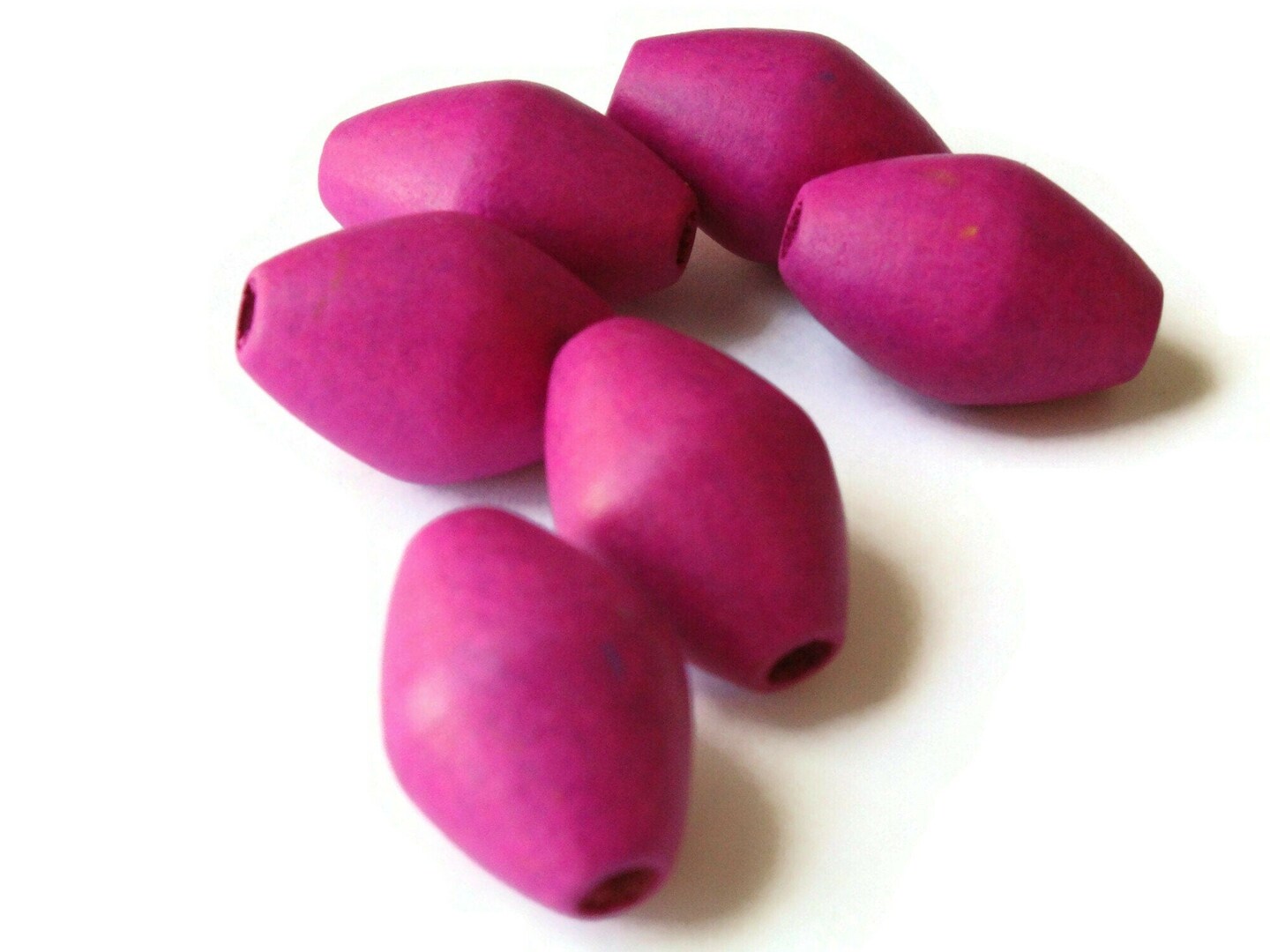 6 29mm Purple Wooden Bicone Large Hole Beads