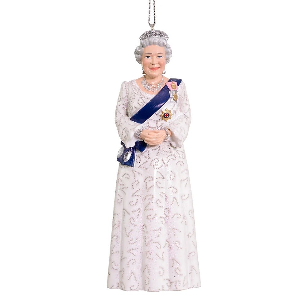 KSA Pack of 12 White and Blue Queen Elizabeth Christmas Ornaments 4.75&#x22;