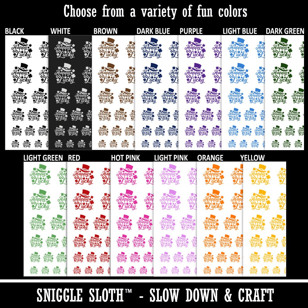 Happy Go Lucky Leprechaun Hat Shamrocks St. Patrick&#x27;s Day Temporary Tattoo Water Resistant Fake Body Art Set Collection