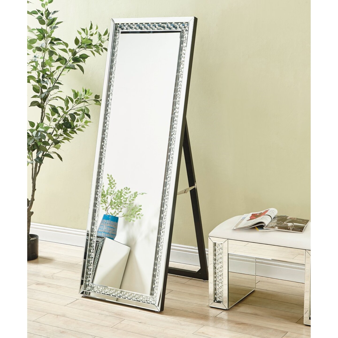 Sparkle 22 in. Contemporary Standing Full length Mirror in Clear