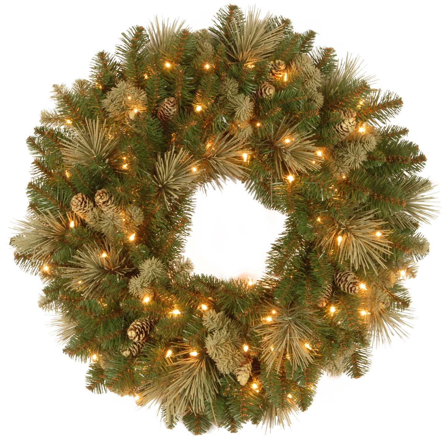 National Tree Company Artificial Christmas Wreath, Green, Carolina Pine, Decorated with Pine Cones, Christmas Collection, 30 Inches