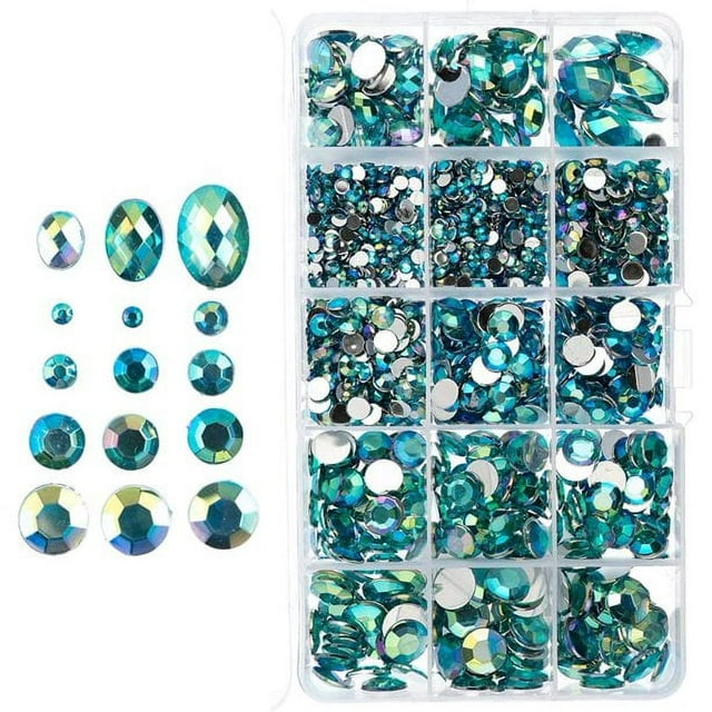 1000pcs Acrylic Rhinestones Flat Back Blue Light Sapphire Scrapbooking  Jewelry Making Plastic Craft Gems Card Making Embelishments 7 Sizes 