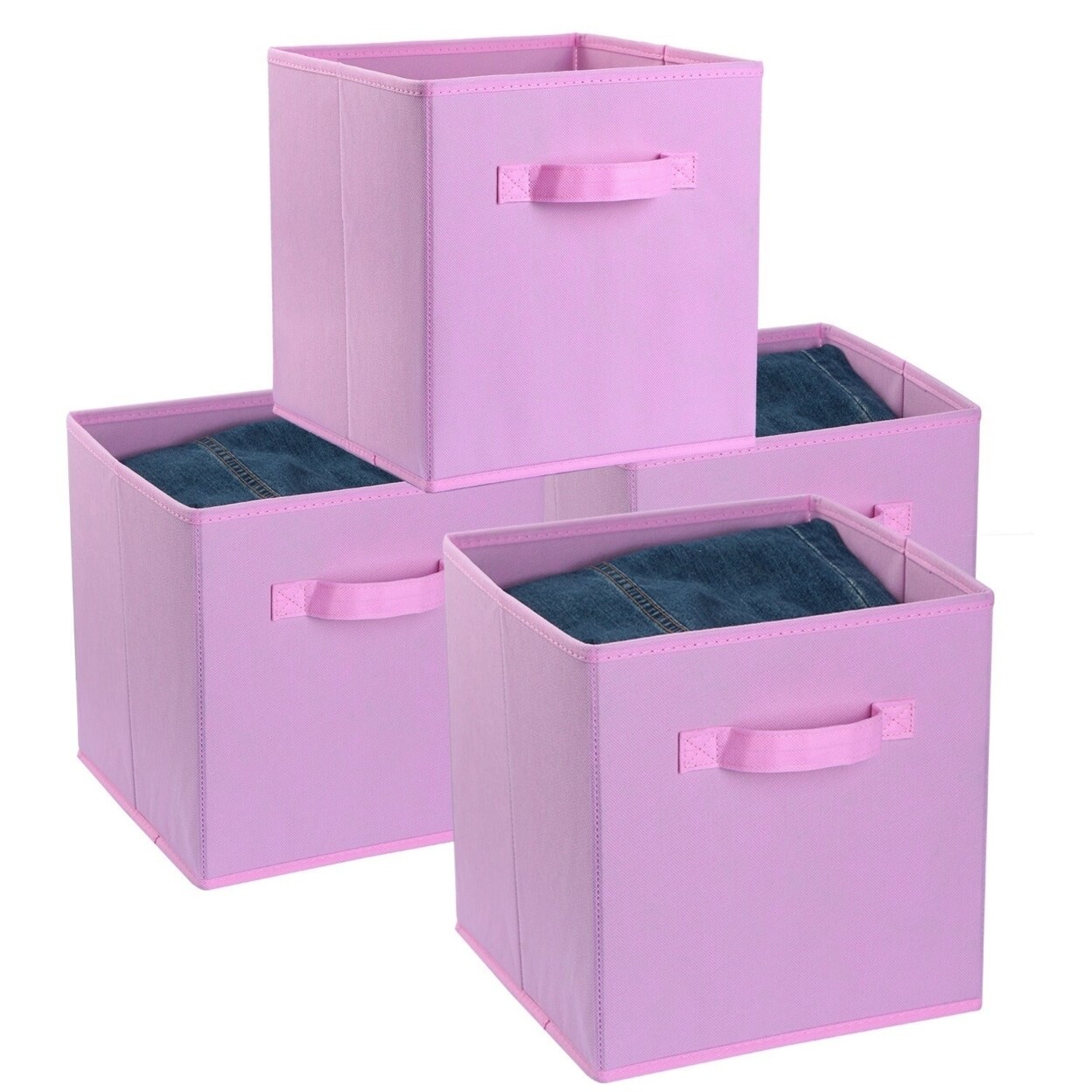 SKUSHOPS 4 Pack Foldable Storage Cube Bins Cloths Closet Space Organizer Basket Shelves Box