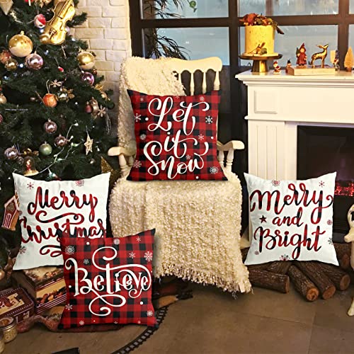 Linen Blend Christmas Pillow Covers 18x18 Christmas Decorations