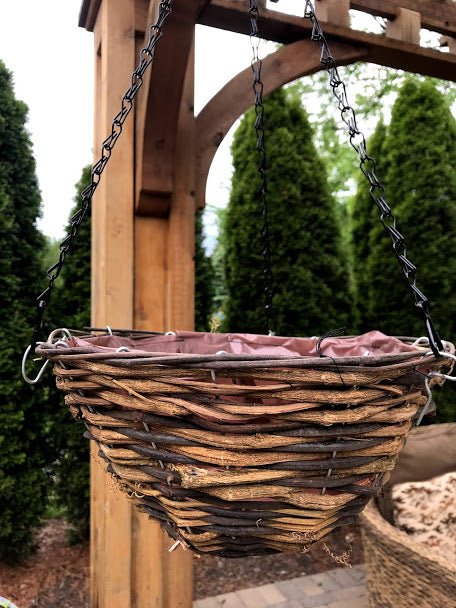 14&#x22; RUSTIC WICKER WOOD Hanging Woven Basket