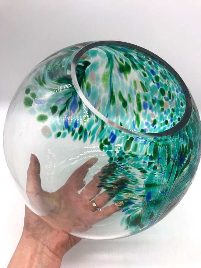 Terrarium - WATER Teal Hand Blown Glass Globe - 10&#x22; or 7&#x22;