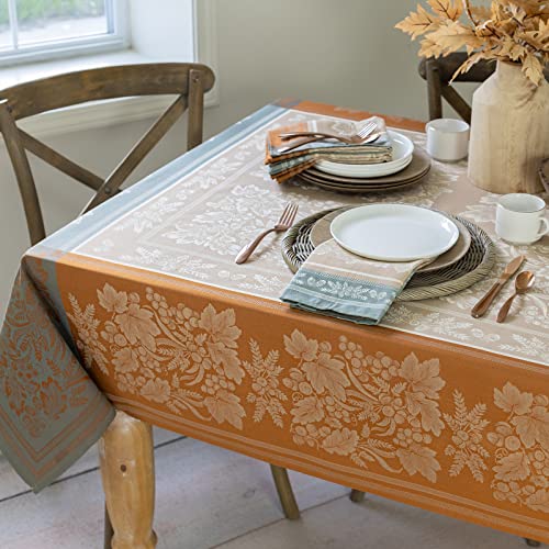 Harvest Gathering Heavyweight Engineered Jacquard Fabric Table Cloth Décor for Fall, Harvest and Thanksgiving Tablecloth (Gathering Taupe, 52" x 70" Rectangular)