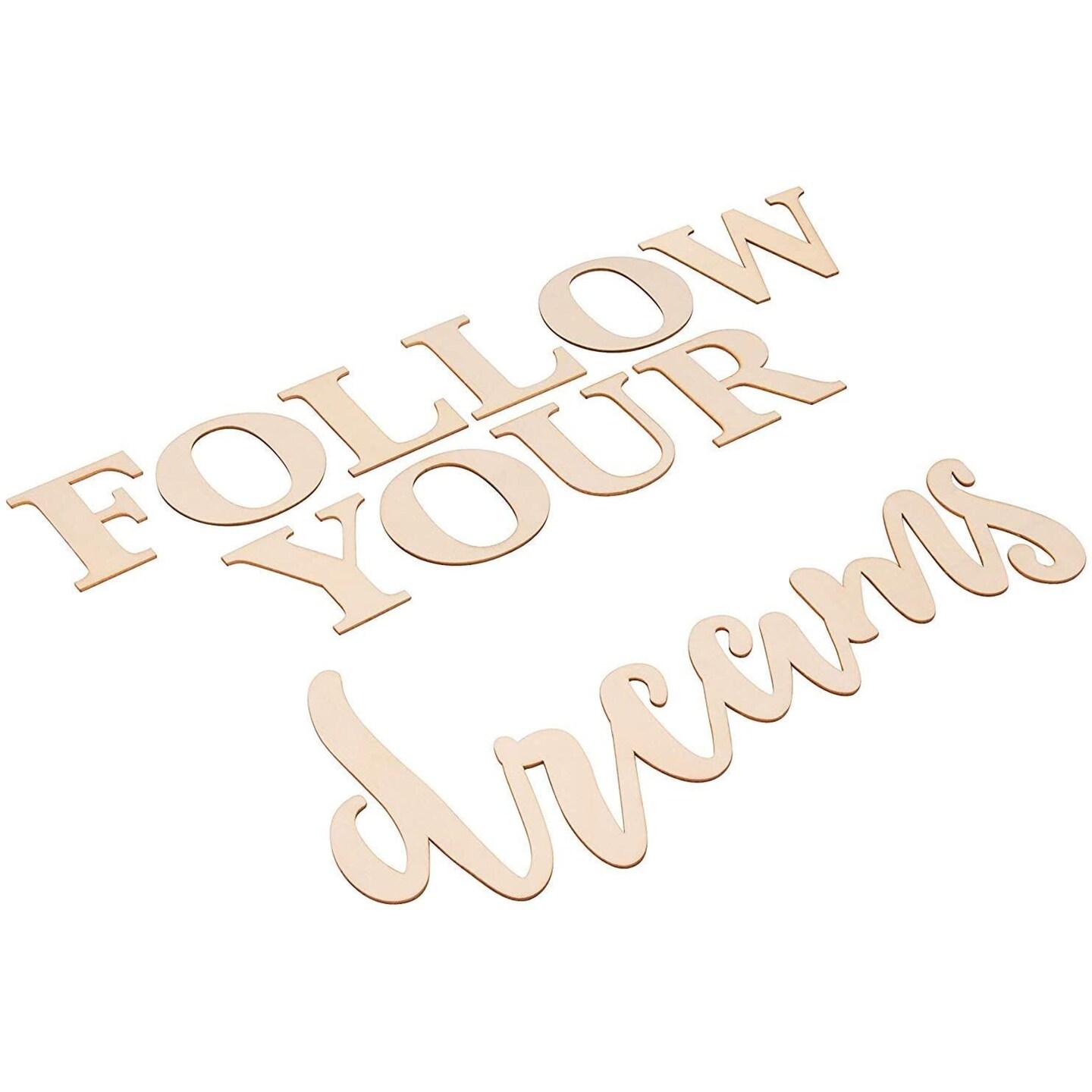 Genie Crafts Unfinished Wood Sign and Wood Letters, Follow Your Dreams