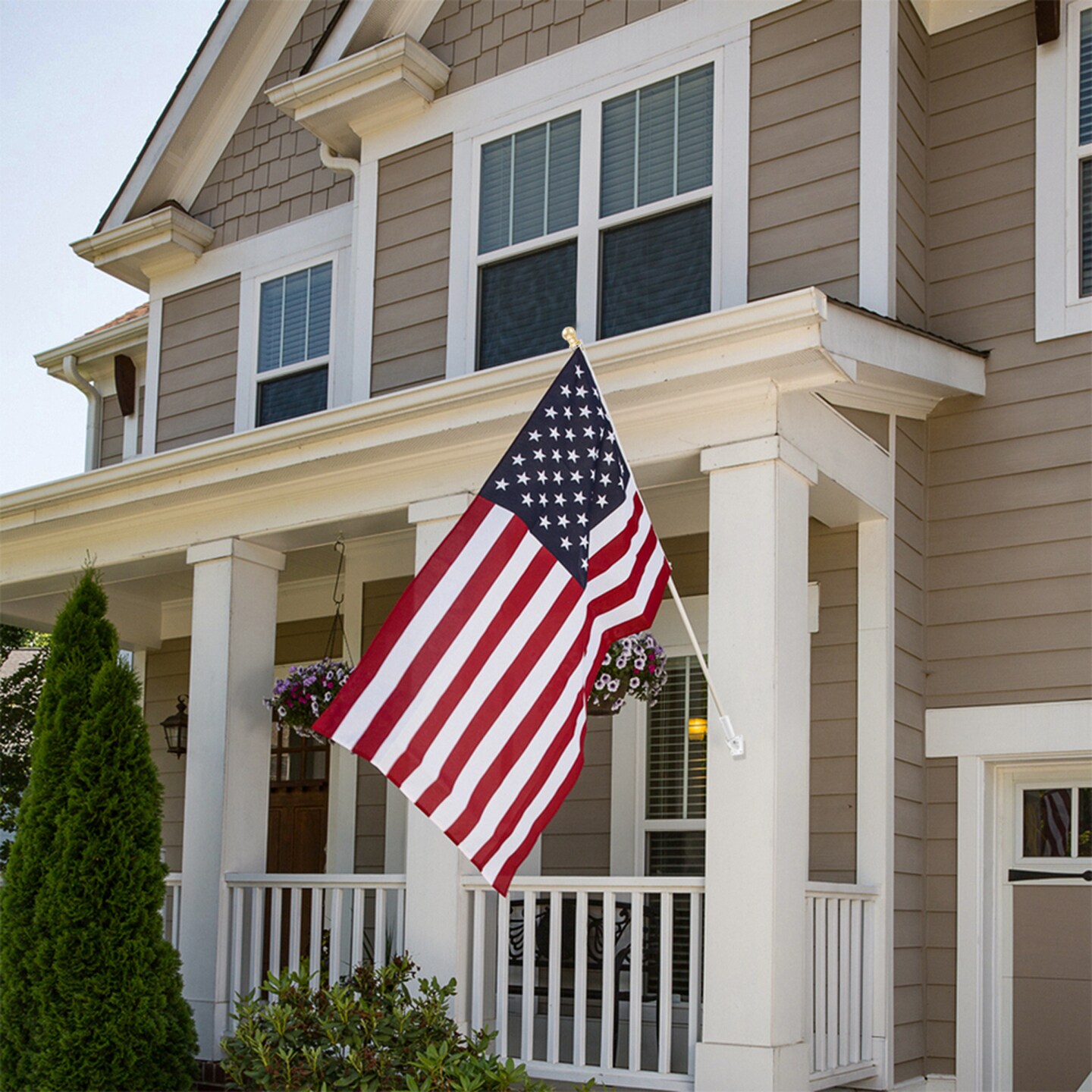3x5 FT Polyester American Flag with Embroidered Stars, Sewn Stripes, Brass Grommets - Outdoor USA Flags