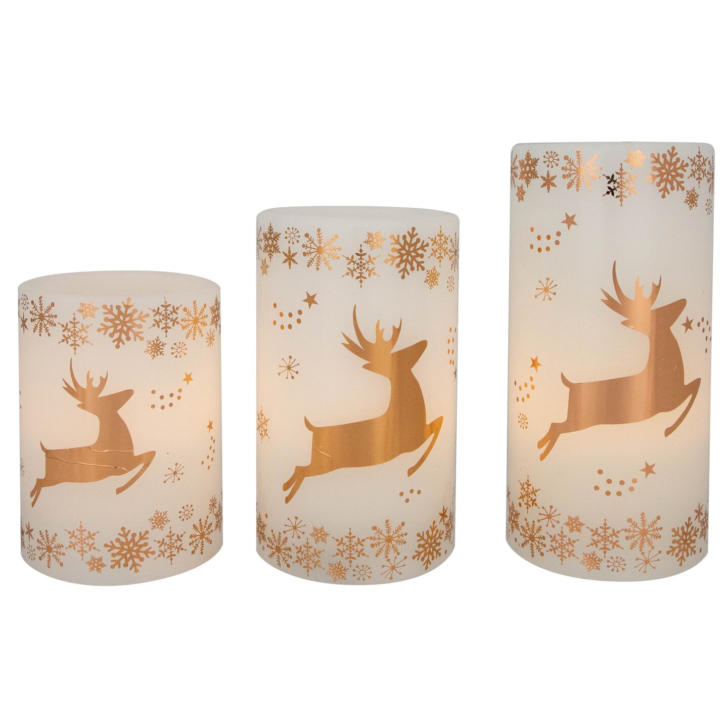 Northlight LED Reindeer Flameless Flickering Wax Pillar Christmas Candles - 6" - Set of 3