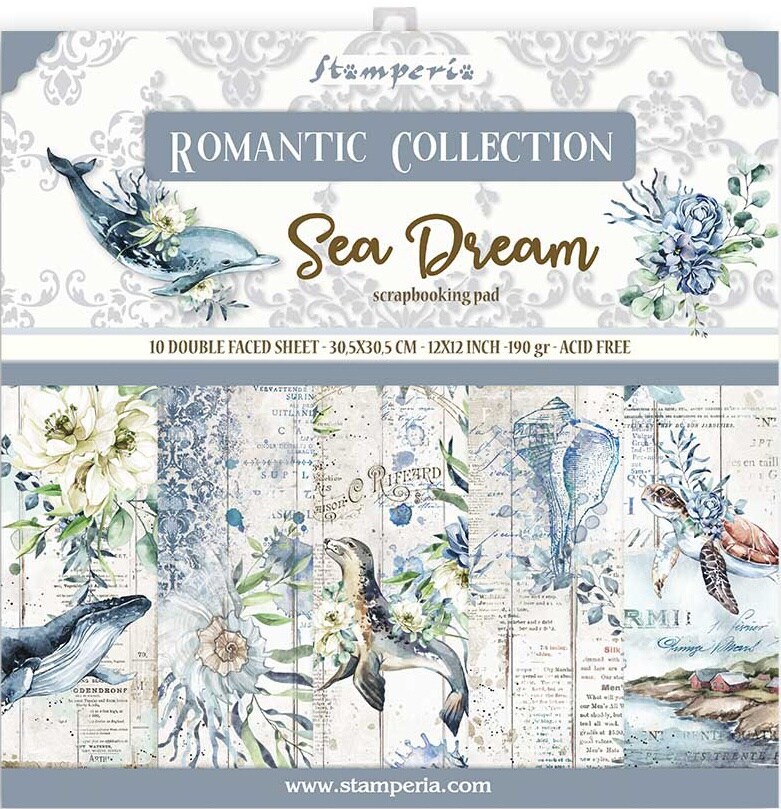 Stamperia Double-Sided Paper Pad 12&#x22;X12&#x22; 10/Pkg-Romantic Sea Dream, 10 Designs/1 Each