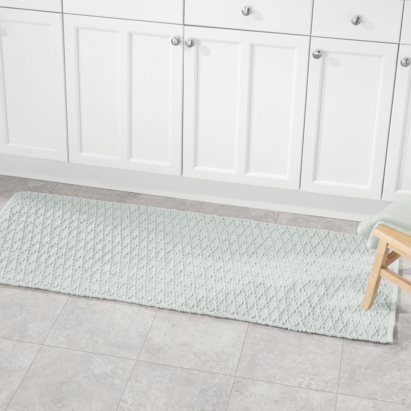 mDesign Bathroom Cotton Rectangular Rug, Long Runner, 60" x 21"