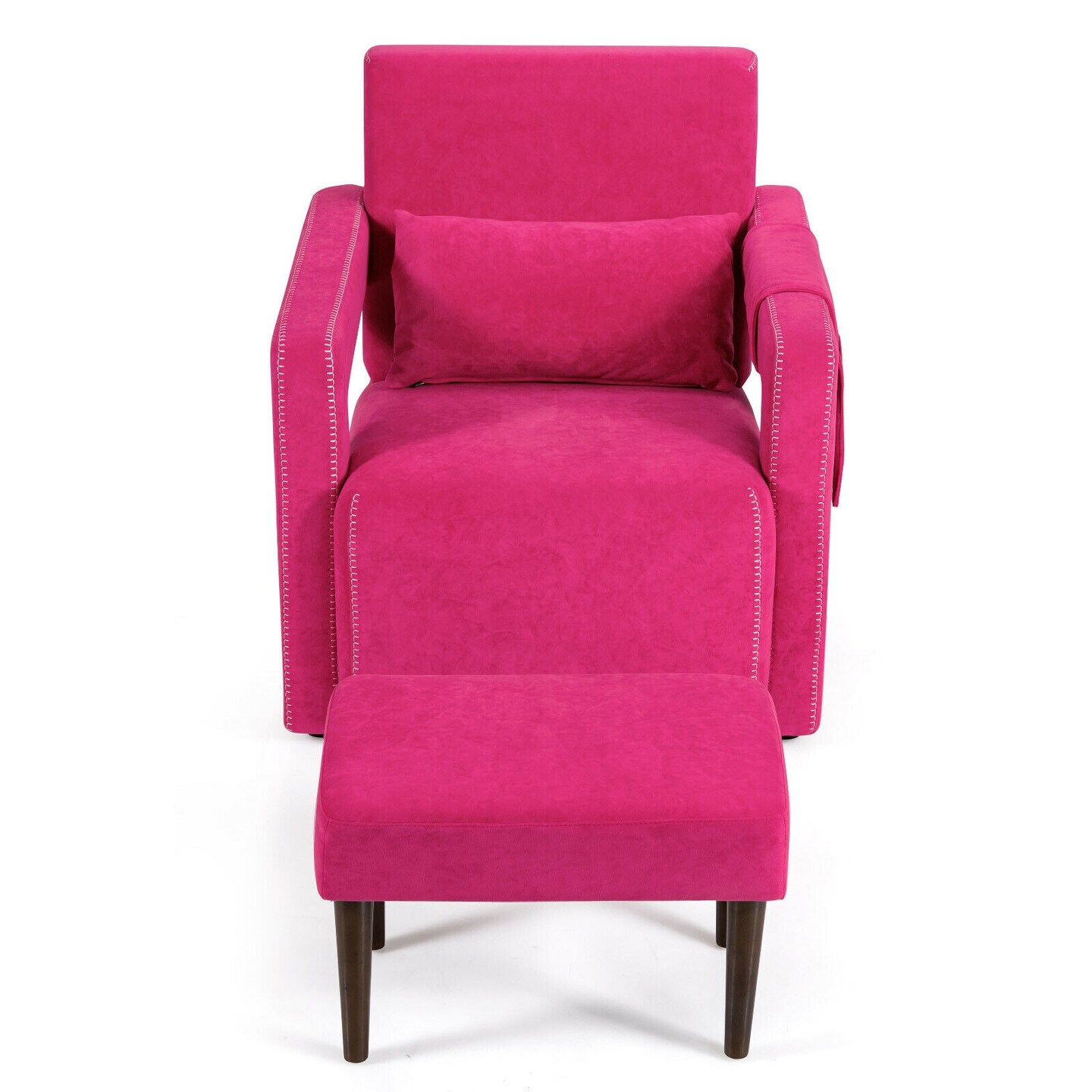 Modern Berber Fleece Single Sofa Chair Included Ottoman and Waist Pillow Suitable for Any Terrain