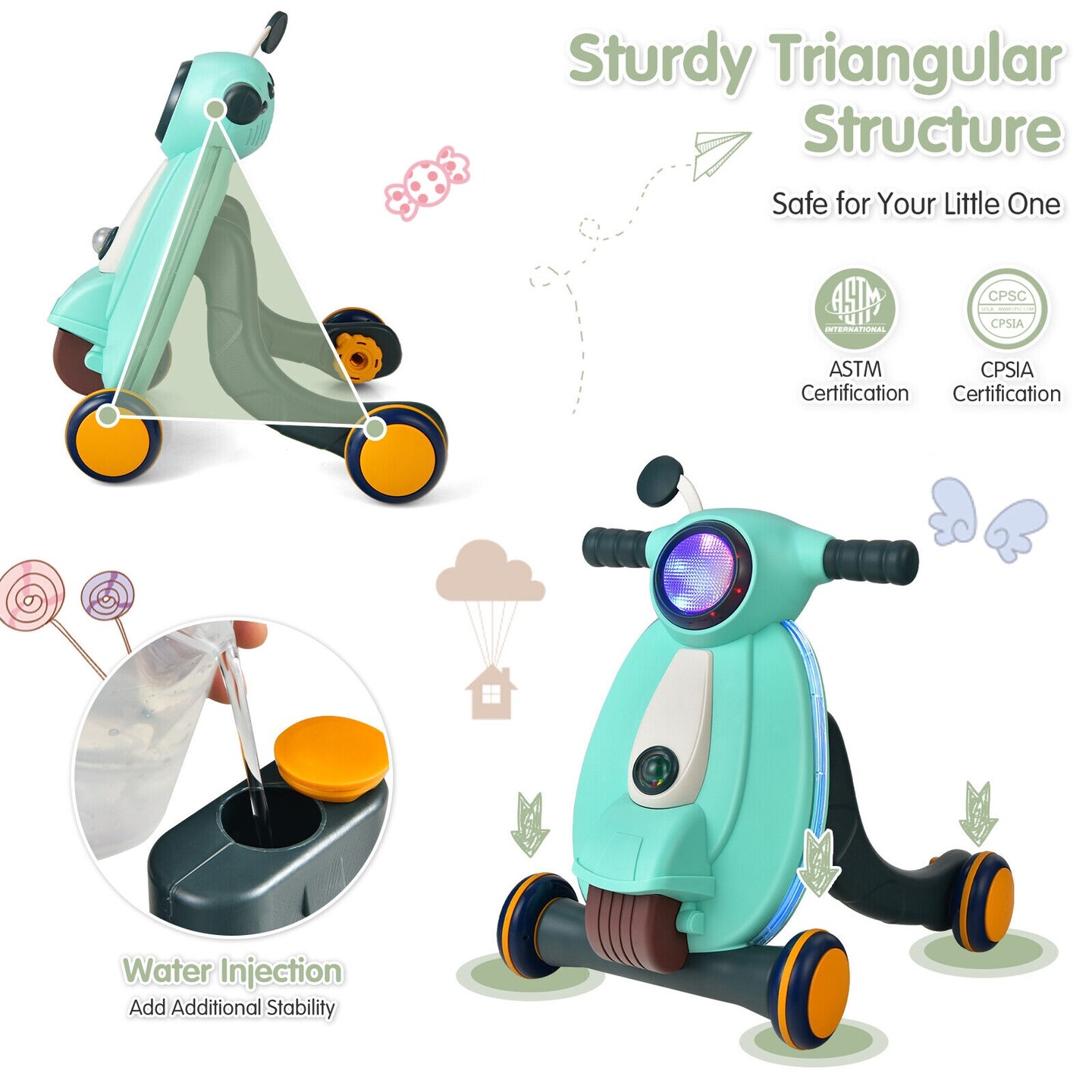 2 in 1 Baby Sit to Stand Learning Walker with Lights and Sounds