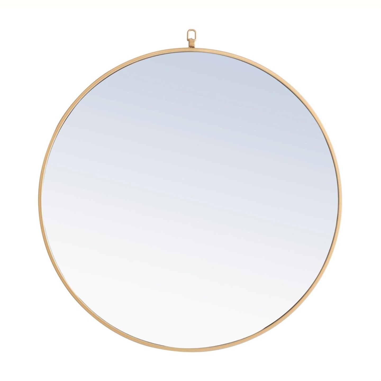 Metal frame Round Mirror with decorative hook 32 inch Brass finish
