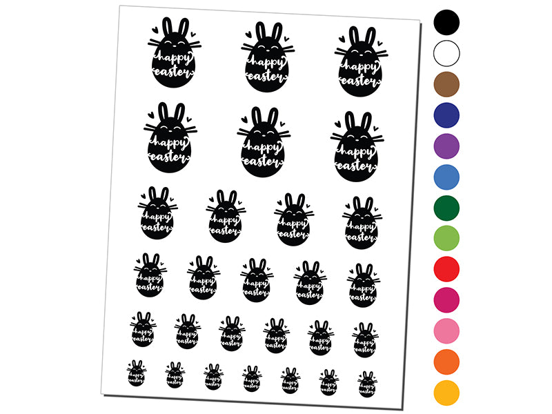 Happy Easter Bunny Egg Silhouette Temporary Tattoo Water Resistant Fake Body Art Set Collection