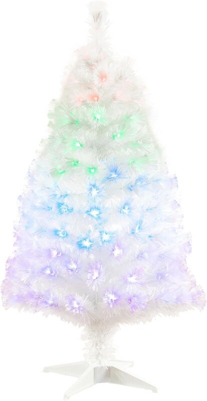 White Fiber Christmas Tree with LED Lights - Perfect Holiday 5ft Pre-Lit, Ideal for Smaller Spaces, Energy-Efficient Winter D&#xE9;cor