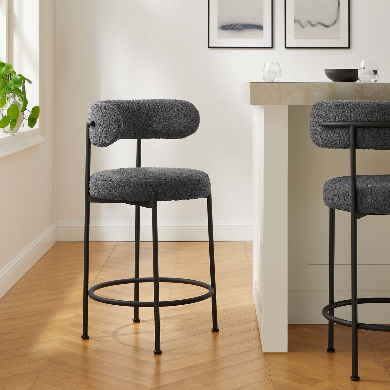 Modway Albie Boucle Fabric Counter Stools Set of 2 Michaels