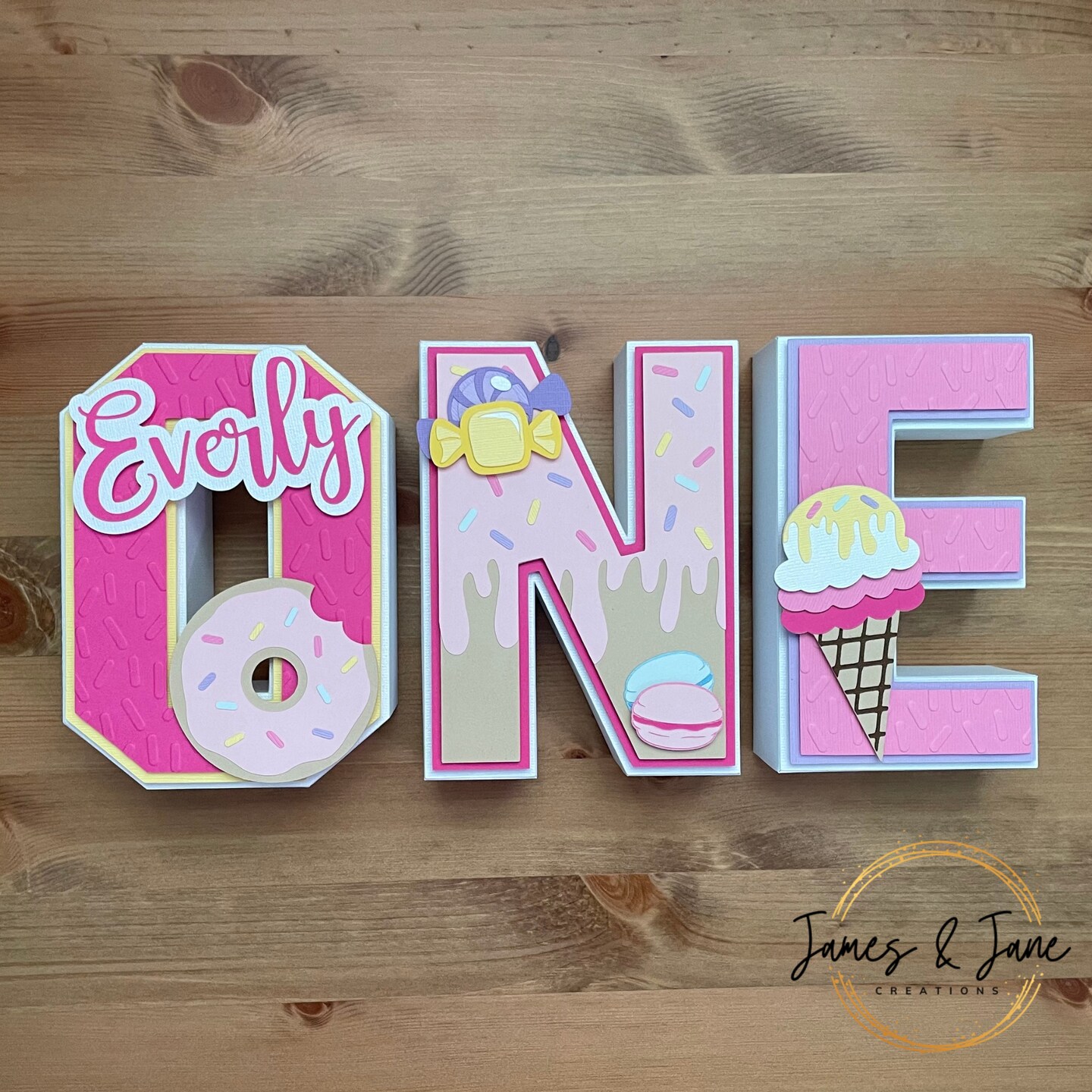 Custom 3D Letters | Sweet One, Two Sweet Personalized 3D Letters, Donut ...