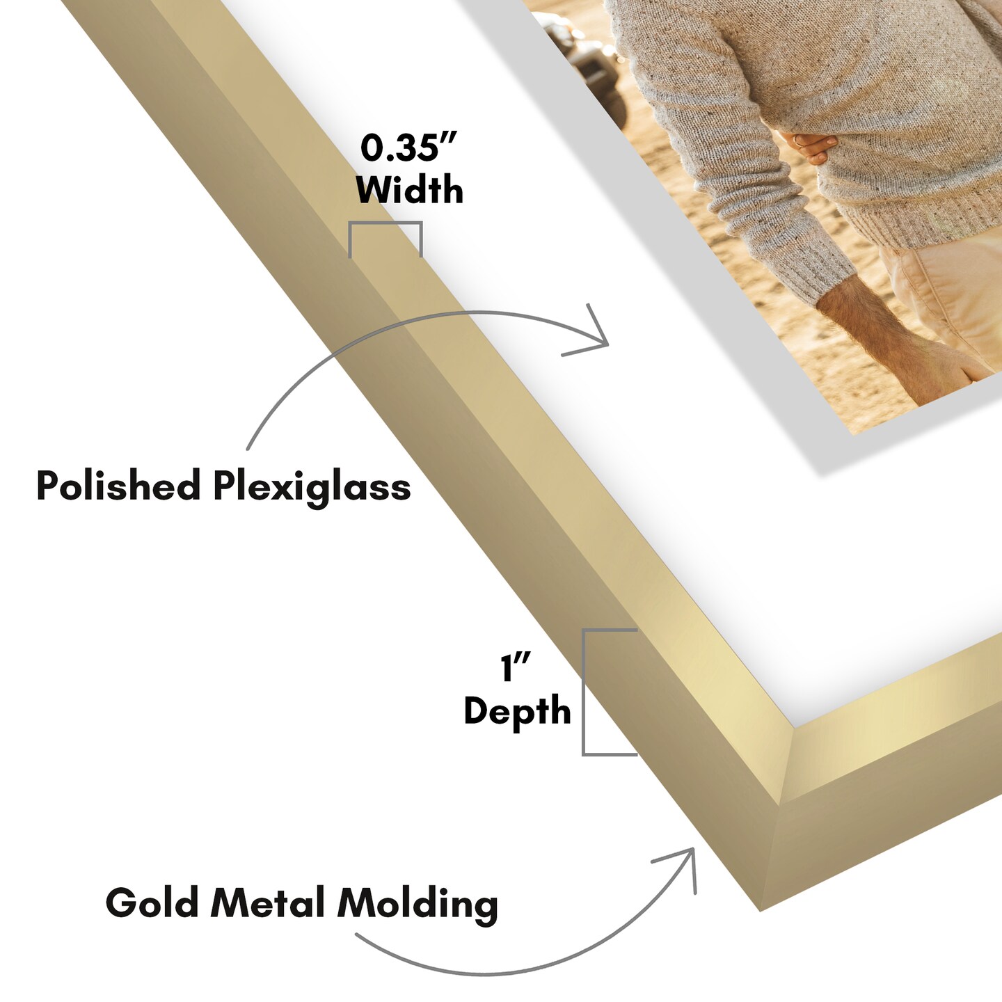 Americanflat Floating Aluminum Picture Frame - Sleek Aluminum Photo Frame for Wall Display - Black Metal Molded Frame - Shatter Resistant Glass - Hanging Hardware