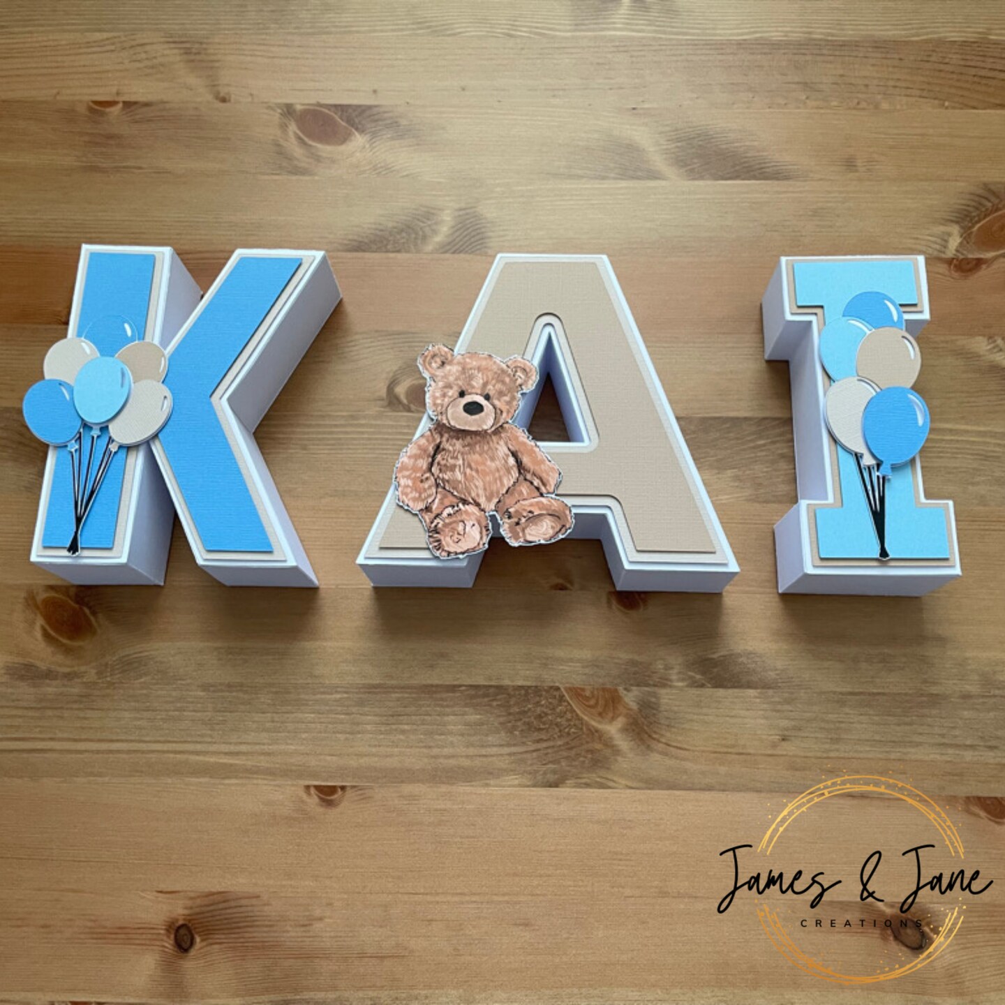 Custom 3D Letters | Teddy Bear Baby Shower Personalized 3D Letters, Teddy Bear, Balloons, Boy or Girl Baby Shower Decor, Teddy Bear Decor