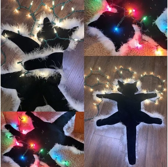 Aunt Bethany&#x27;s Fried Pussycat Rug from National Lampoon&#x27;s Funny Christmas Decoration Carpet (Warm Light) Light Up Fried Cat Rug Funny Christmas Lights Decoration Floor