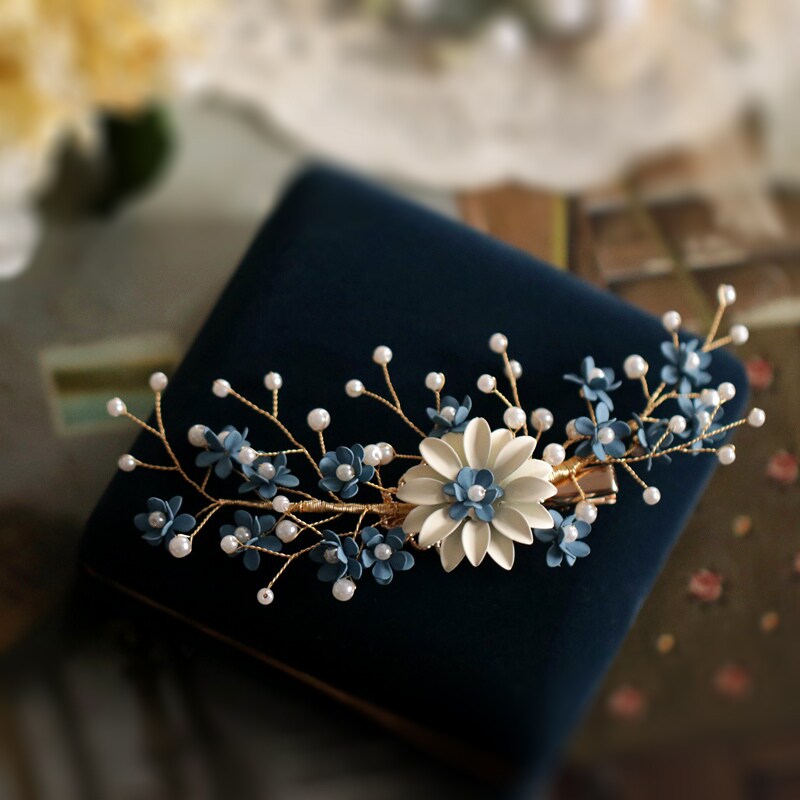 Blue Flowers Hairpin Blue Hair Clip Blue Flowers Minimalist