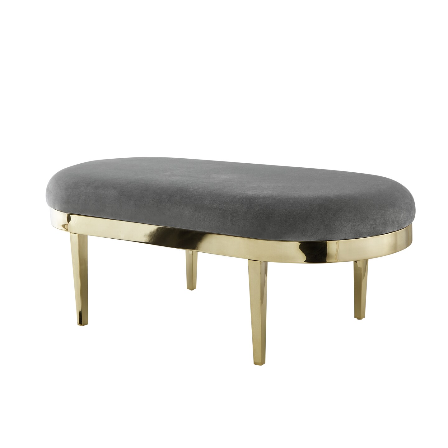 Alia Velvet/PU Leather Metal Bench