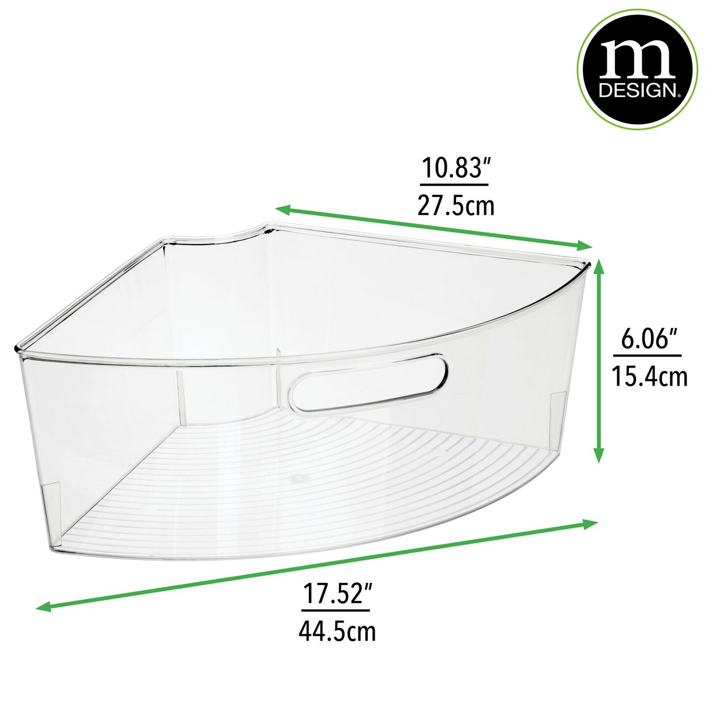 mDesign Plastic Lazy Susan Organizer Bins with Handle for Kitchen