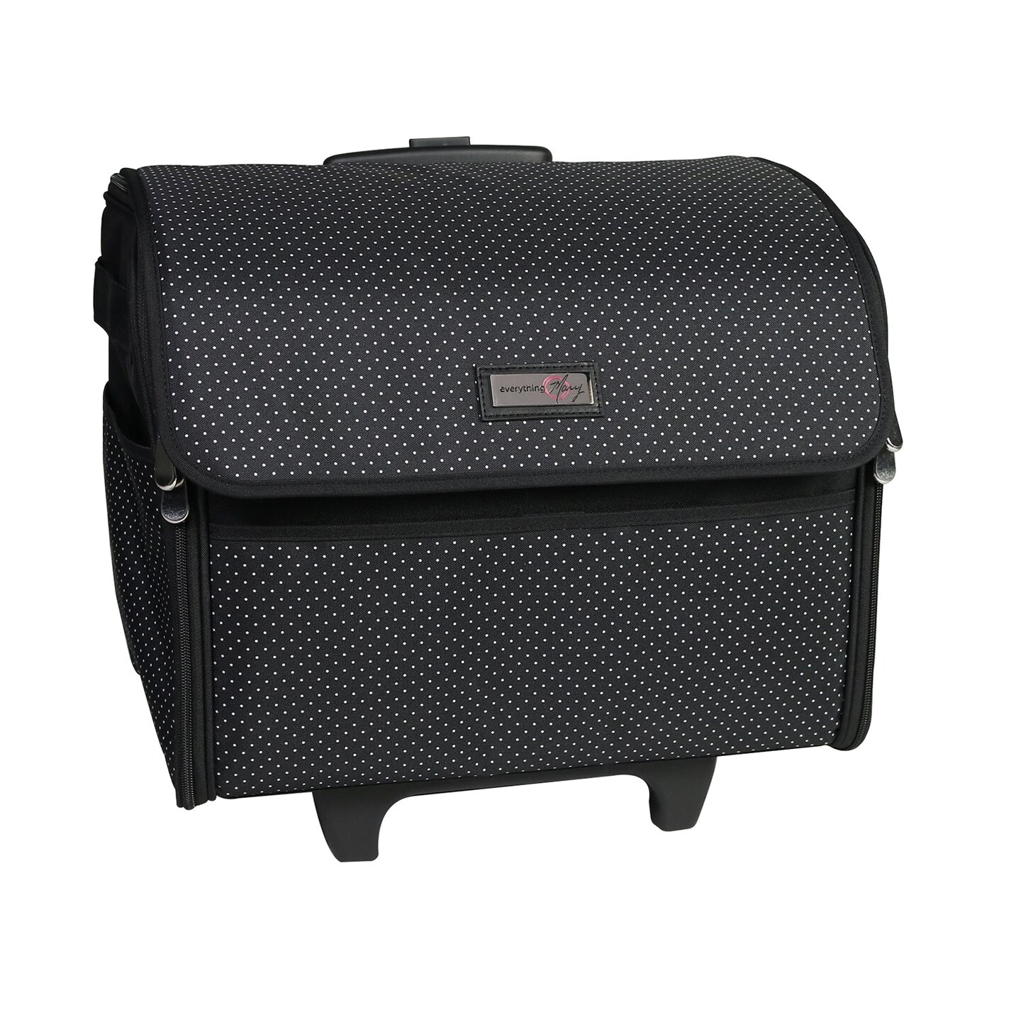 Collapsible Rolling Sewing Machine Case, Black Polka Dot