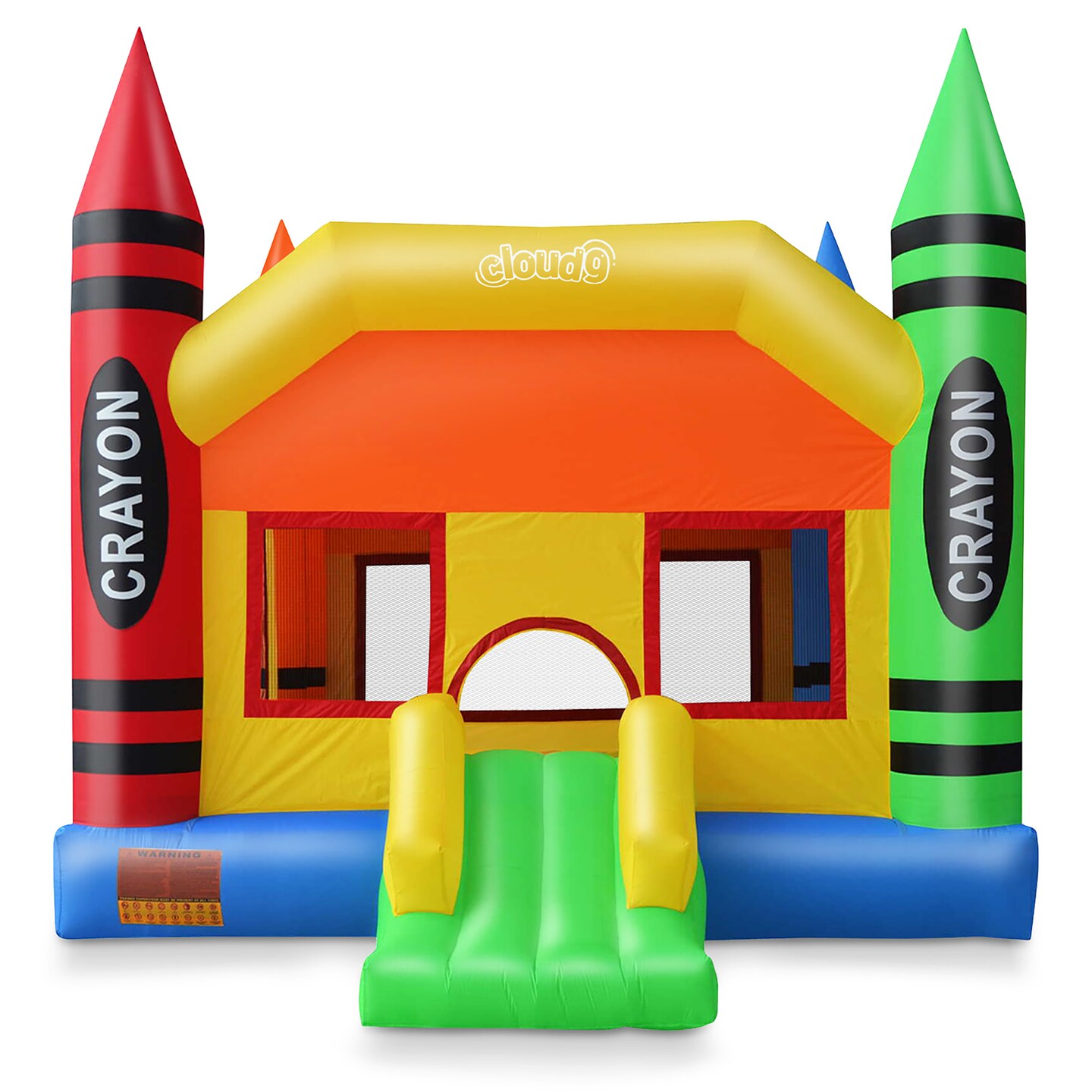 Cloud 9 Crayon Bounce House with Slide, Large Inflatable Bouncer for Kids, without Blower