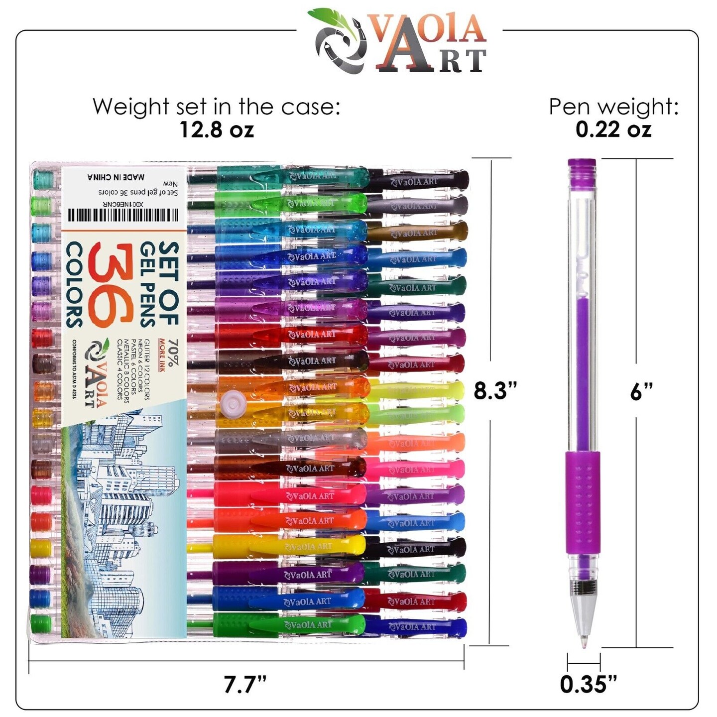VaOlA ART Color Gel Pens - Gel Pens for Kids - Coloring Pens - Gel Pens Set  - Pen Sets for Girls - Spirograph Pens - Pen Art Set - Artist Gel Pens 