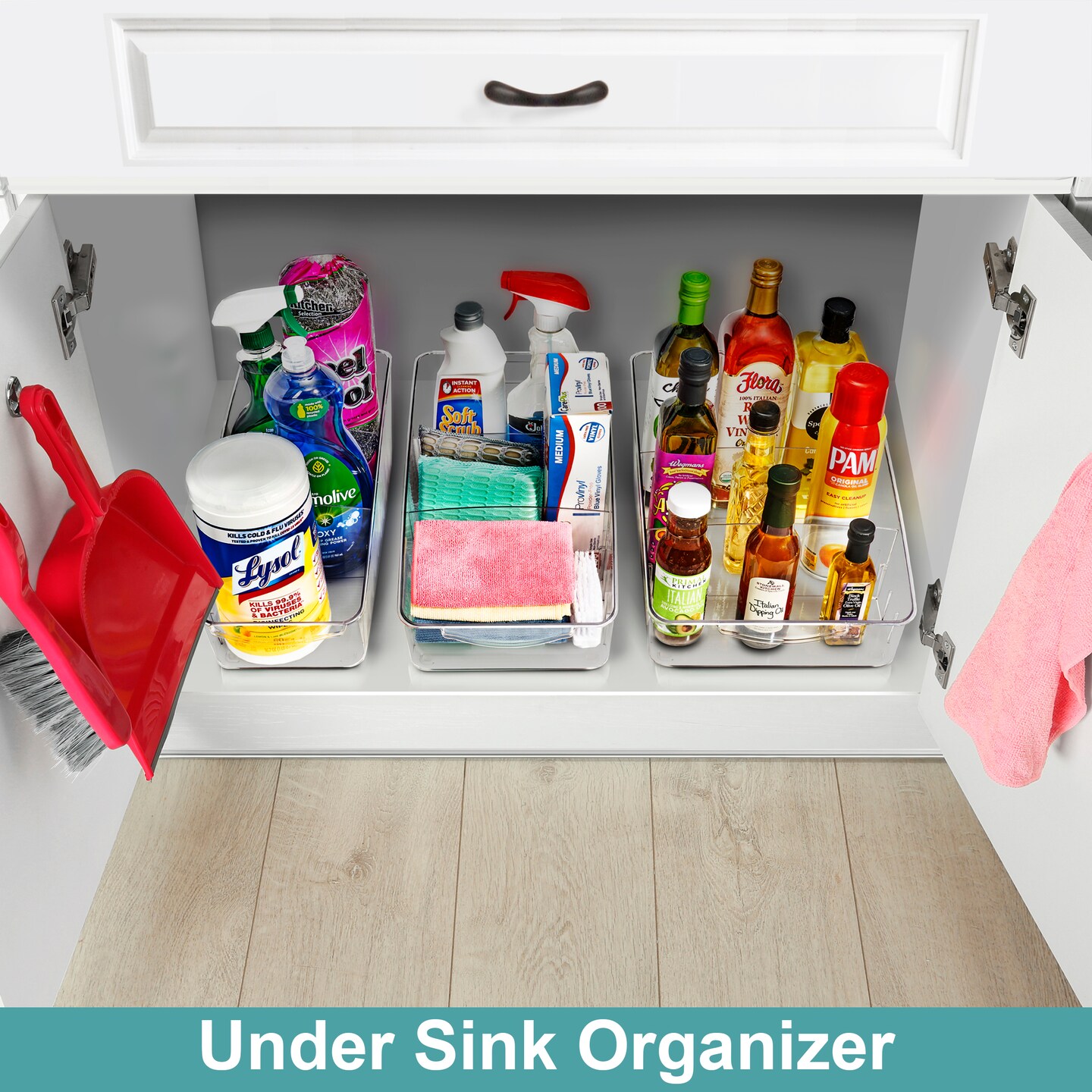 Sorbus Fridge Organizer on Wheels - Rolling Fridge Organizers and Storage Clear Design with Dividers &#x26; Handles for Kitchen Organization and Storage - Refrigerator Organizer Bins &#x26; Pantry Storage Bins