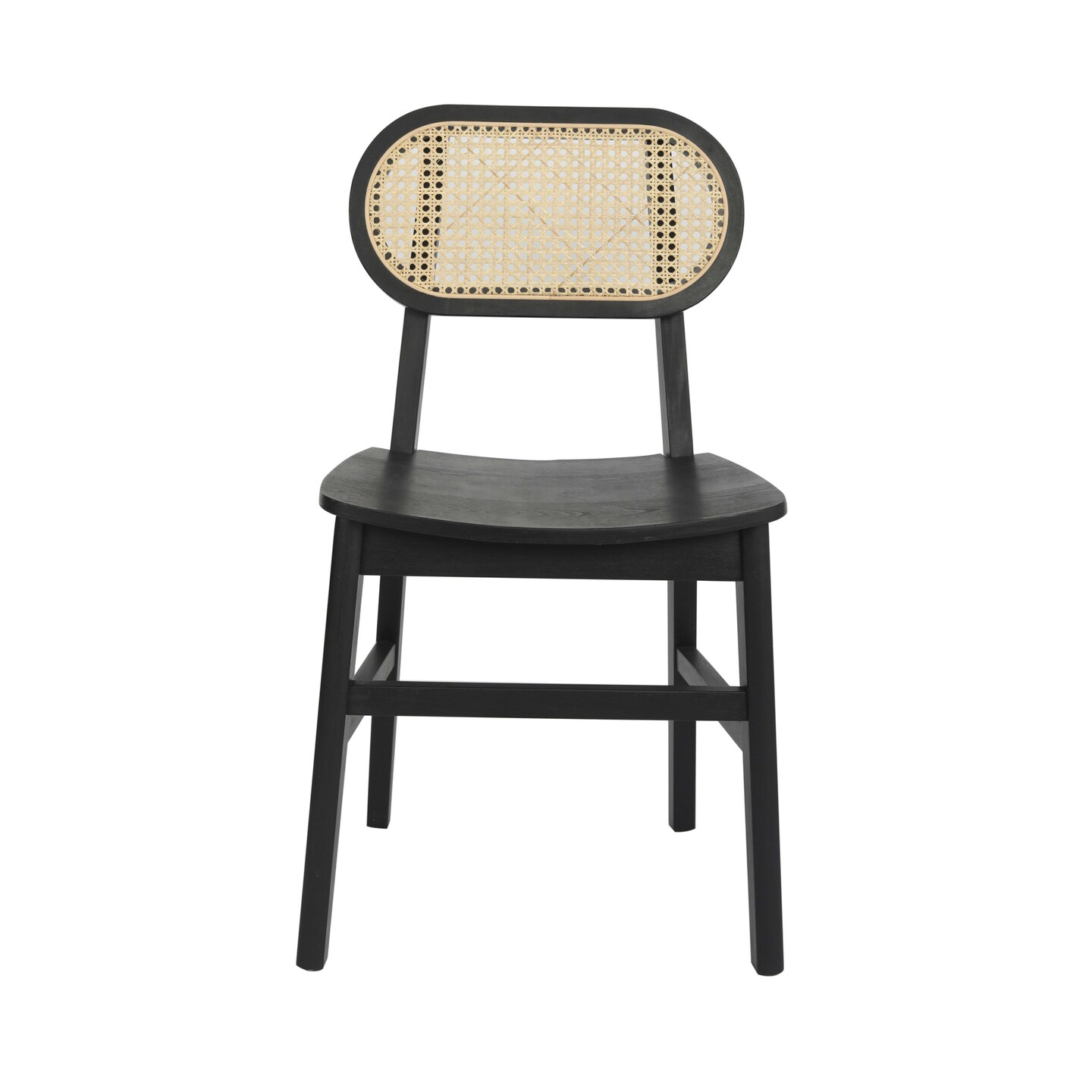 Merrick Lane Analise Set of 2 Cane Rattan Dining Chairs with Solid Wood Frames