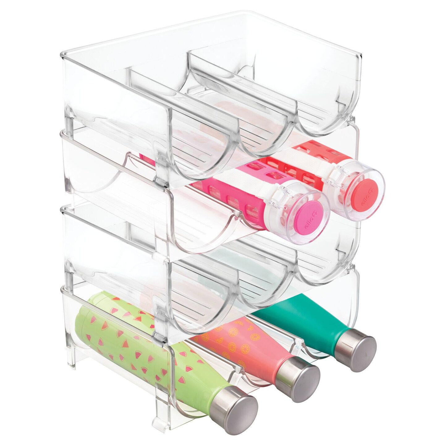 mDesign Plastic Free-Standing Stackable Water Bottle Storage Rack