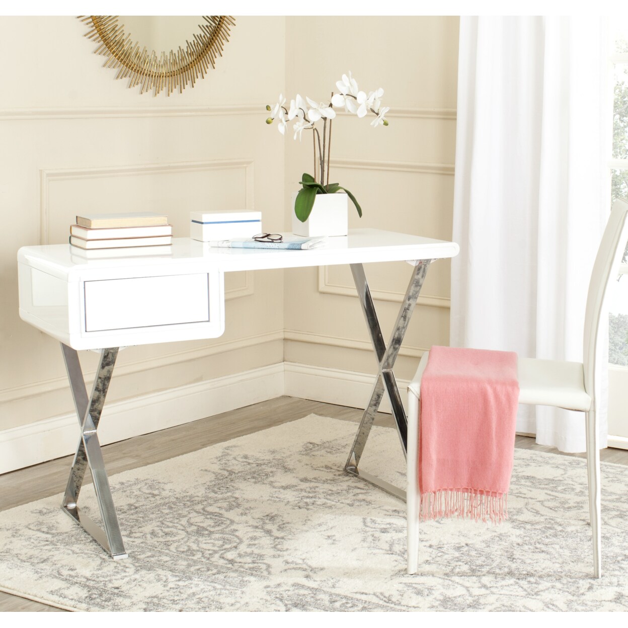 Safavieh   Hanover Desk White / Chrome