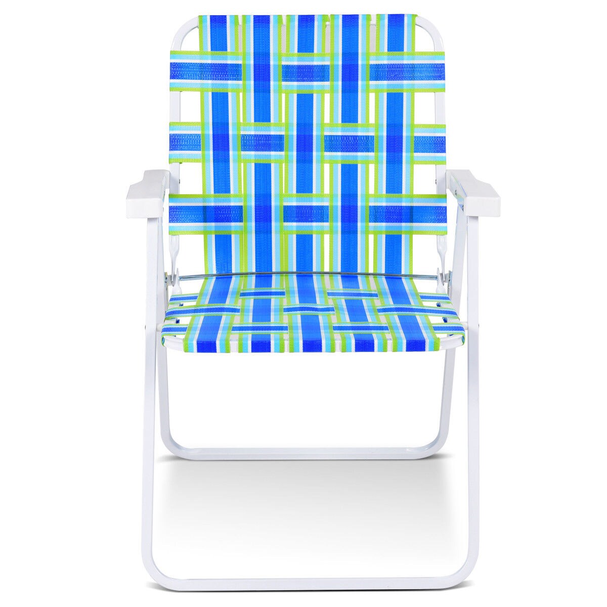 Costway 2/4/6 PCS Folding Beach Chair Camping Lawn Webbing Chair Lightweight 1 Position Blue