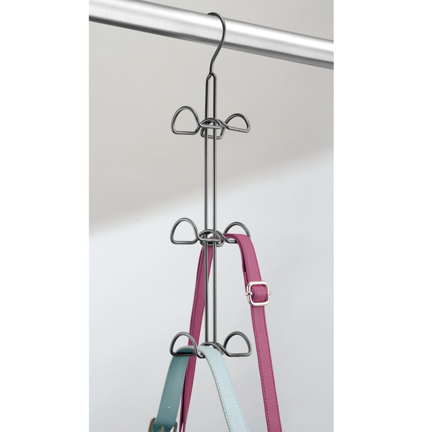 mDesign Metal Wire Over Closet Rod Hanging Handbag Organizer, 2 Pack