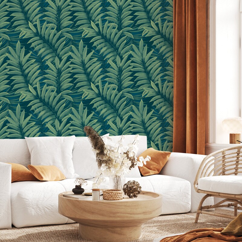 Tempaper Palm Leaves Peel and Stick Wallpaper Green