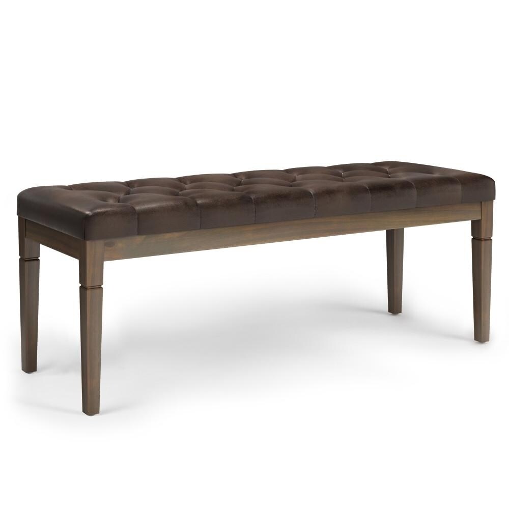Simpli Home Waverly Ottoman Bench in Distressed Vegan Leather