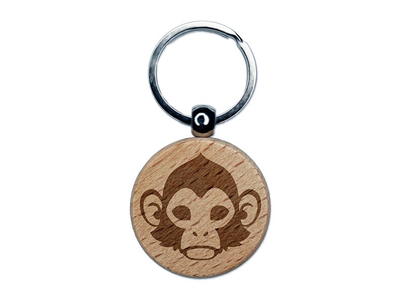Capuchin Monkey Head Engraved Wood Round Keychain Tag Charm Michaels