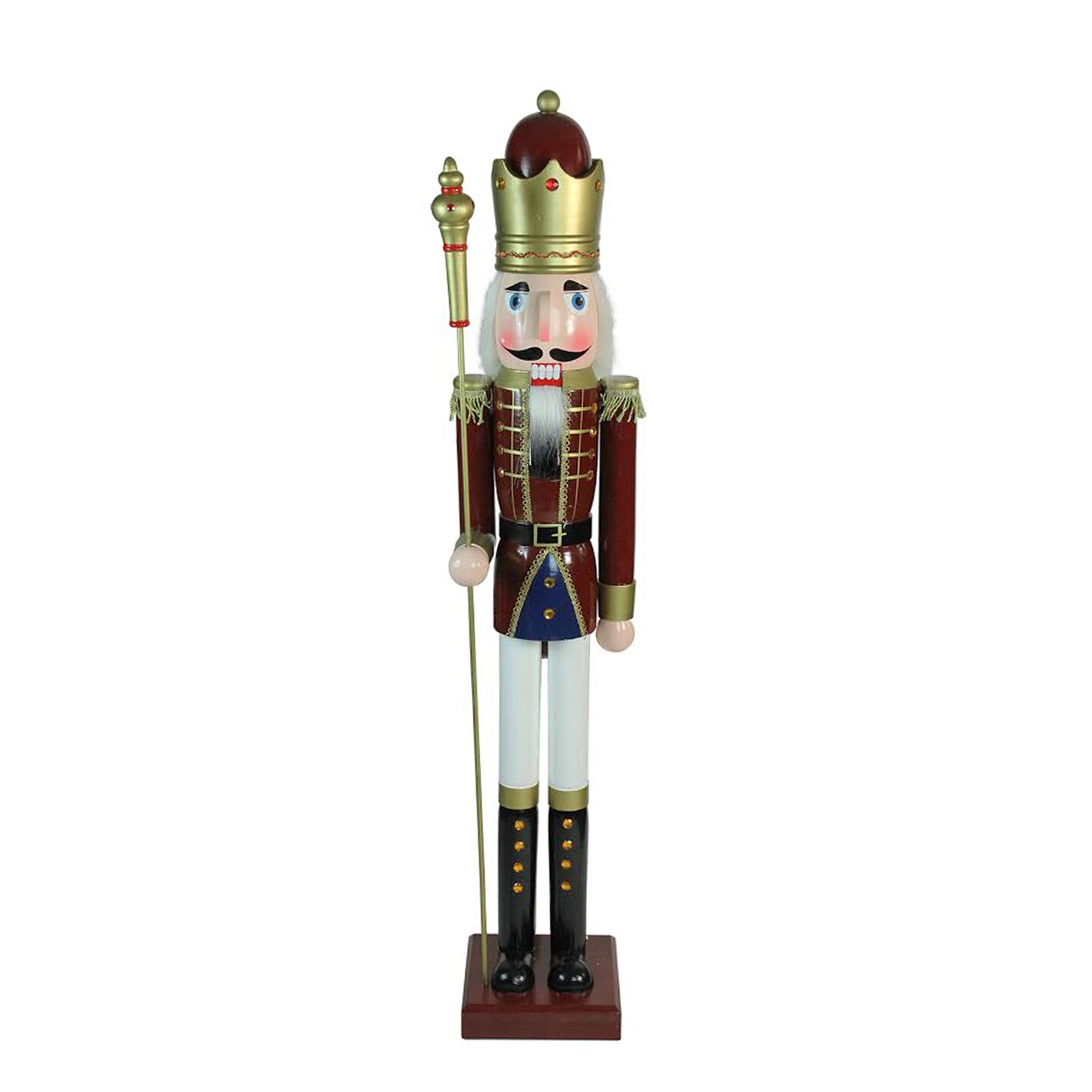 Northlight 48&#x22; Burgundy and White Wooden Christmas Nutcracker King with Scepter
