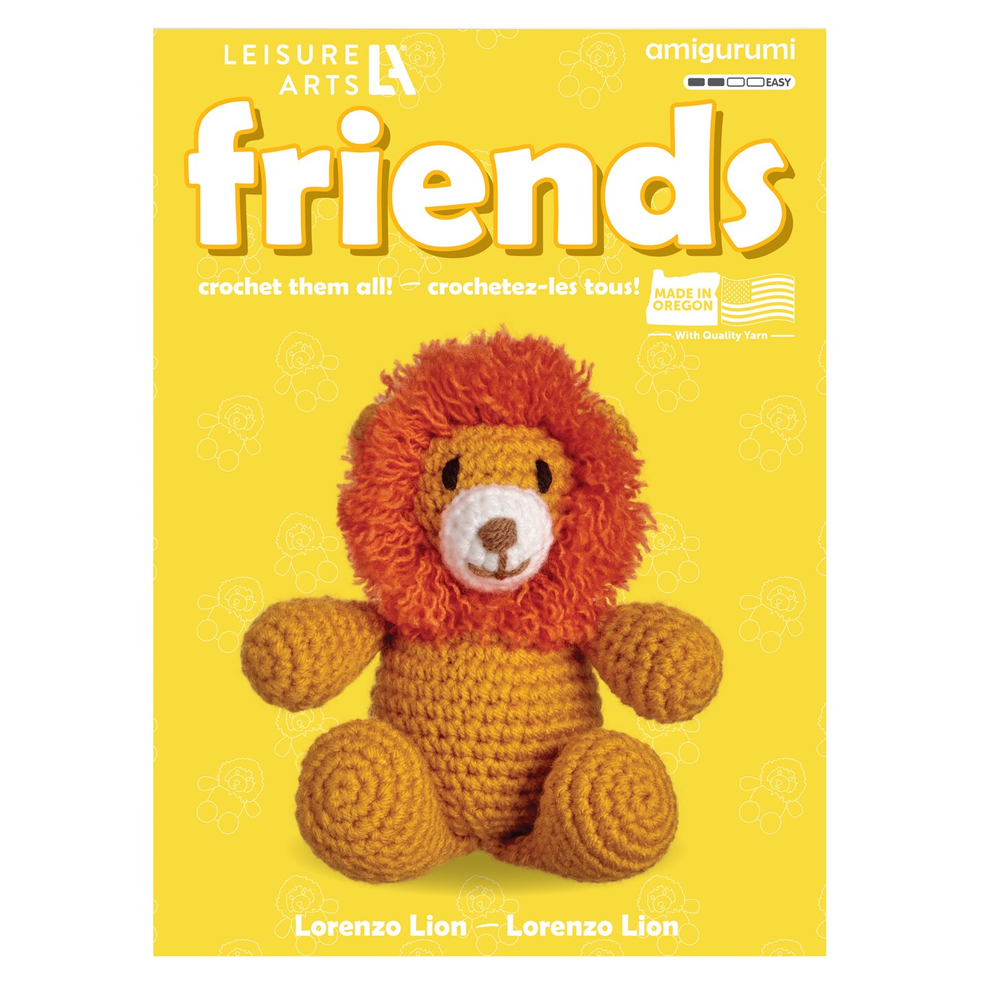 Leisure Arts - Crochet Kits, Friends Lorenzo Lion, 3&#x22;, crochet kit for beginners, complete crochet kit, animal crochet kits, crochet animal kit, DIY amigurumi crochet kits