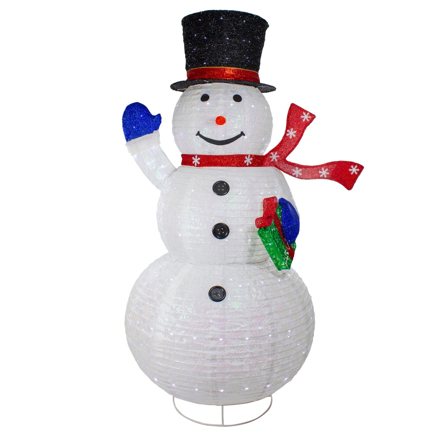 Northlight 71&#x22; LED Lighted White Iridescent Twinkling Snowman Outdoor Christmas Decoration